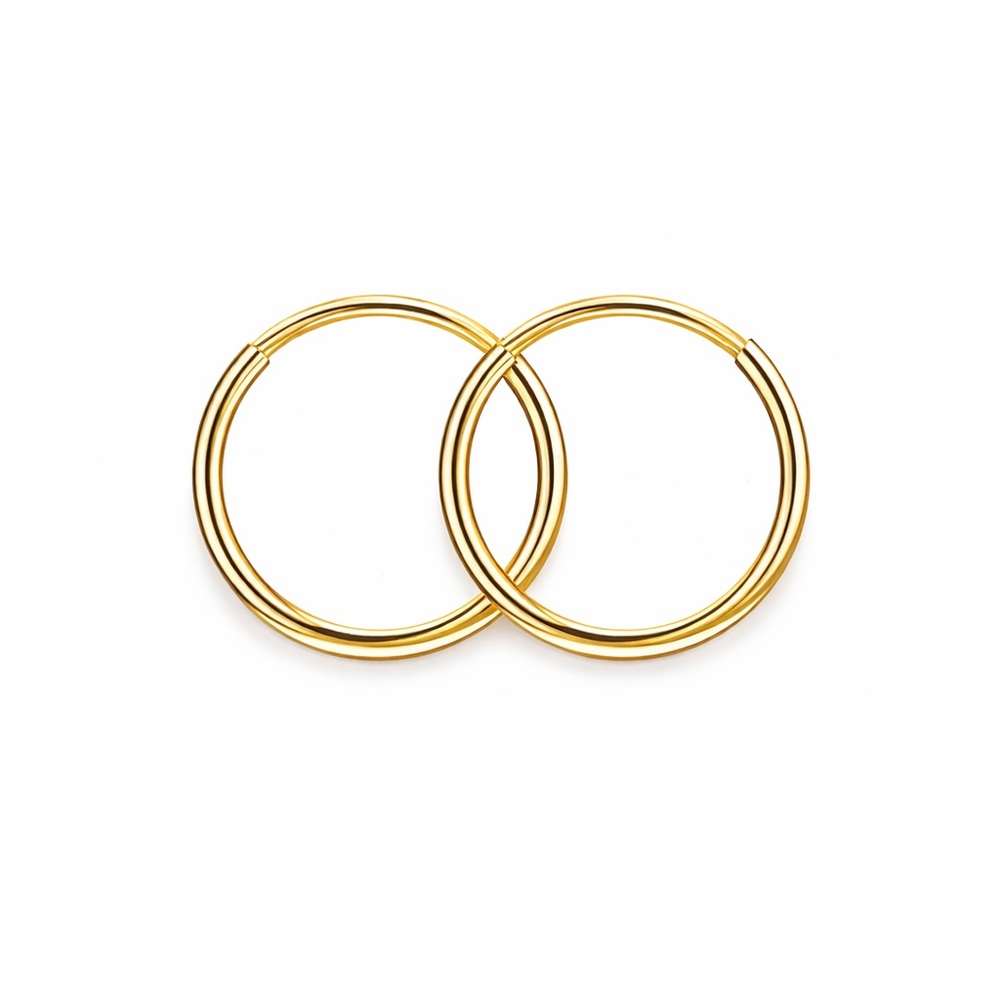 Gold Sleeper Hoop Earrings 10mm Stainless Steel 20G Minimalist Huggie Hoops